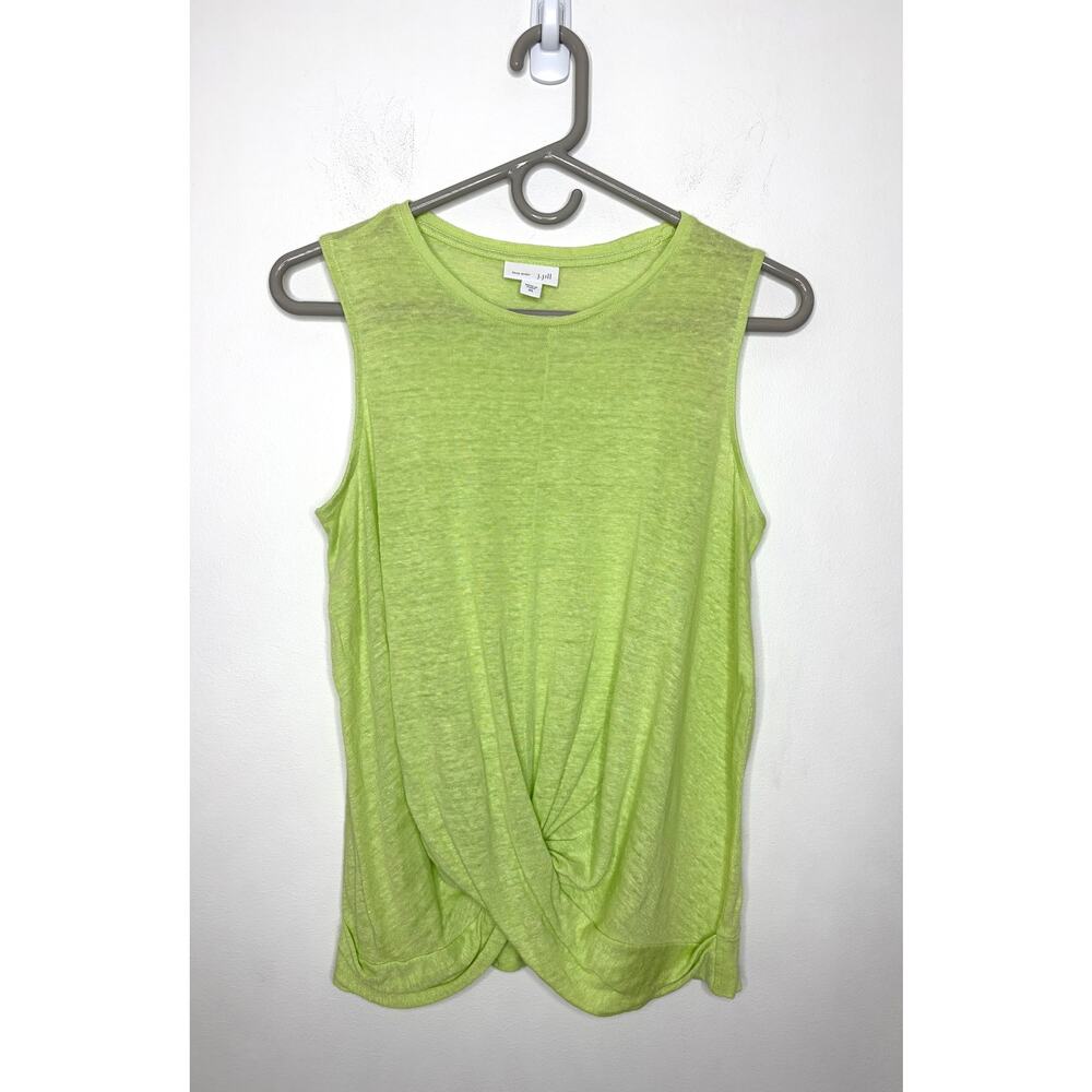 J. Jill Women's Love Linen Knot-Front Tank Top Sz XS Lime Green Beach Resortwear